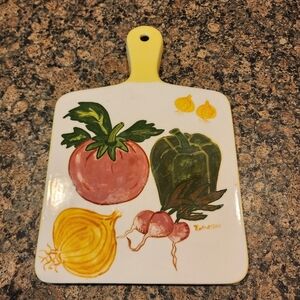 Vintage Ceramic Cutting Board with Vegetables